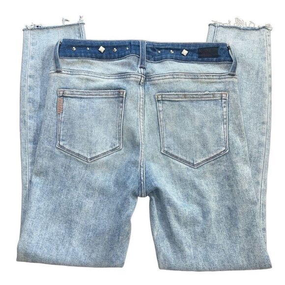 Paige verdugo ankle skinny jeans gems two tone denim raw hem size 27 - Picture 3 of 11